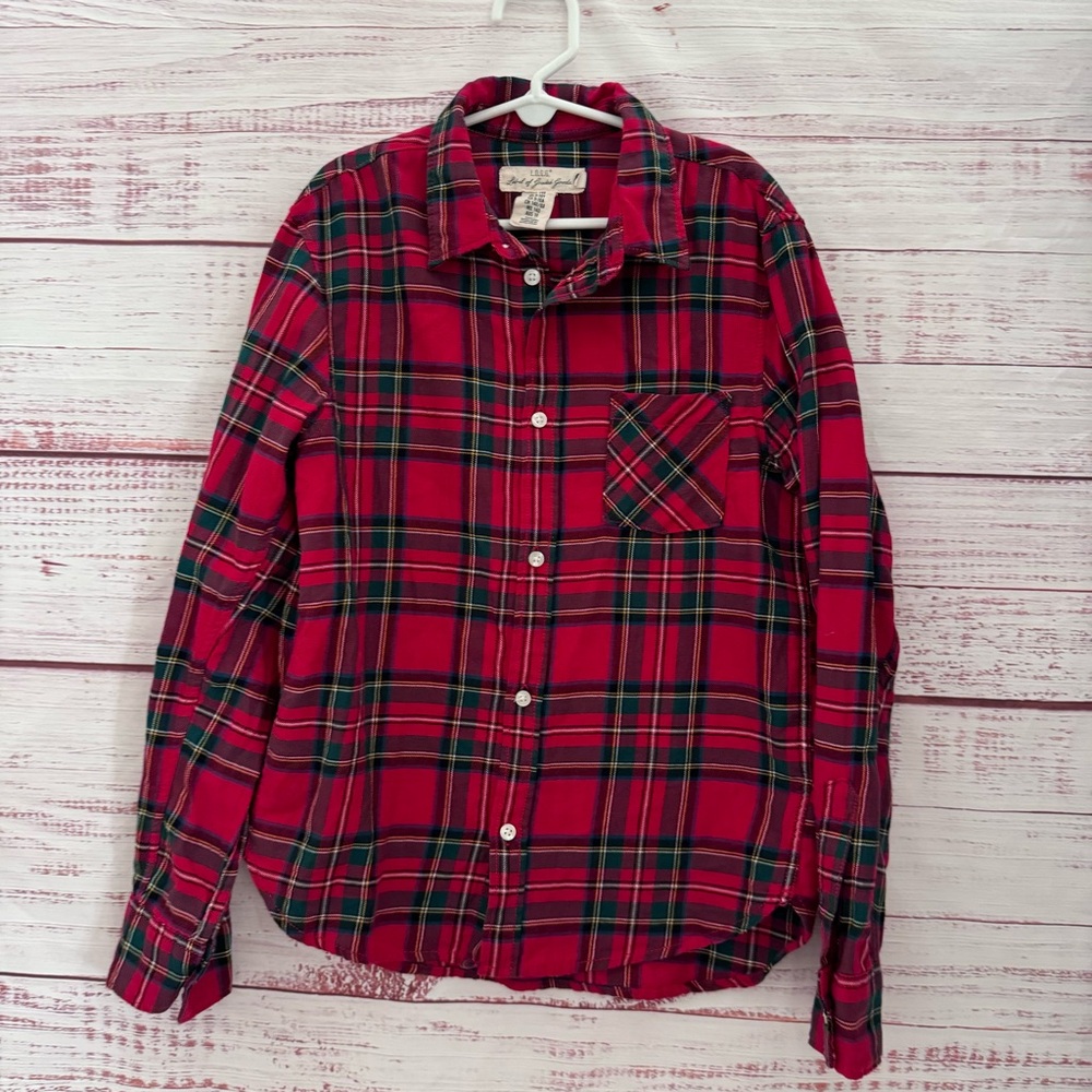 H&M Boys Red Plaid Button Down Shirt